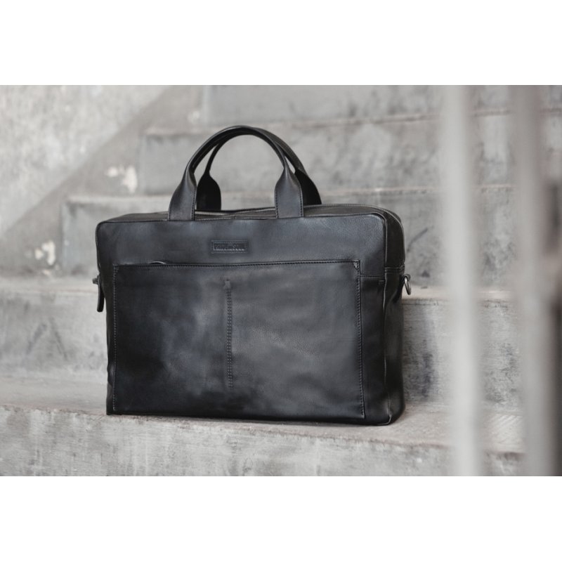 PRIDE&SOUL NOMAD sacoche pour ordinateur portable, cuir, noir, 15 pouces