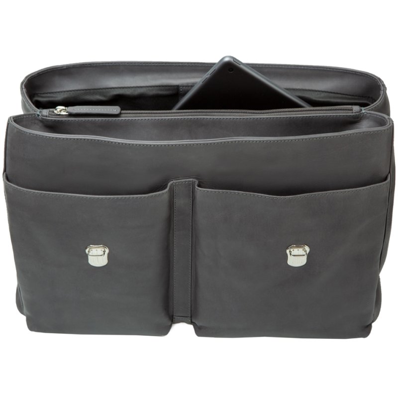 PRIDE&SOUL DISTRICT sacoche pour ordinateur portable en cuir, gris, 15 pouces