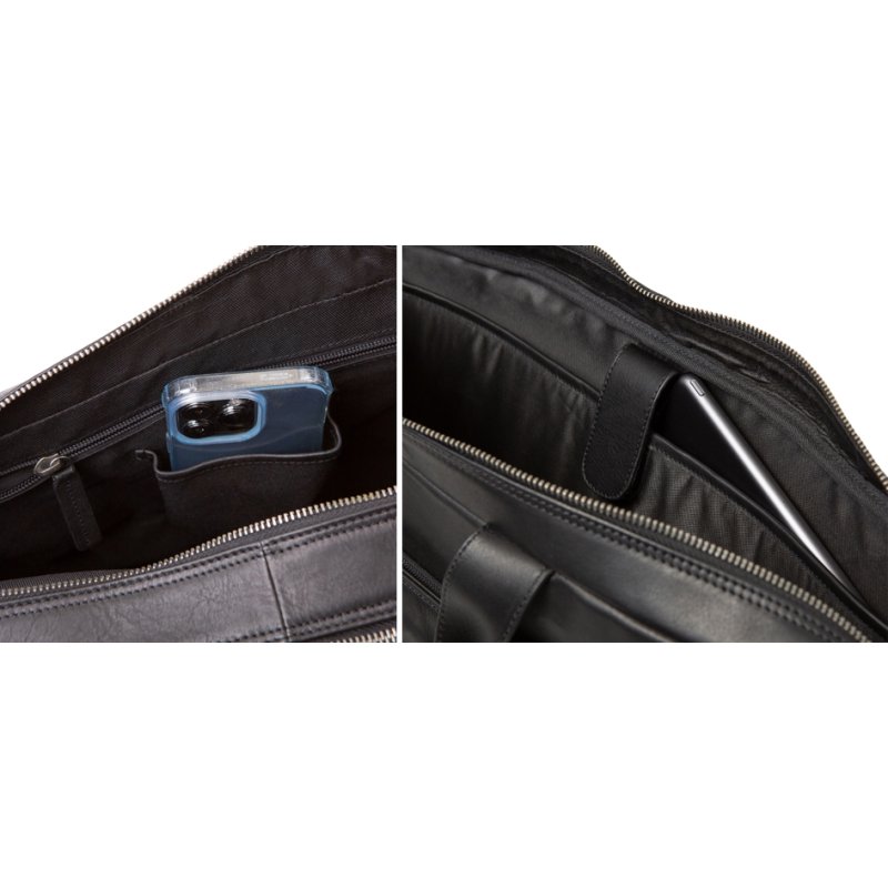 PRIDE&SOUL laptop bag MOVER, leather, black, 15 inch
