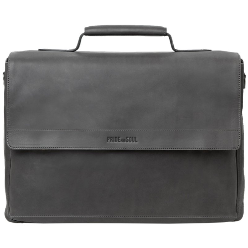 PRIDE&SOUL laptop bag PERCENT, leather, grey, 15 inch
