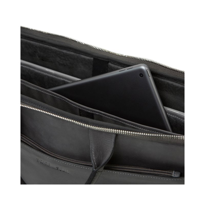 PRIDE&SOUL sacoche pour ordinateur portable RATE, cuir, gris, 15 pouces