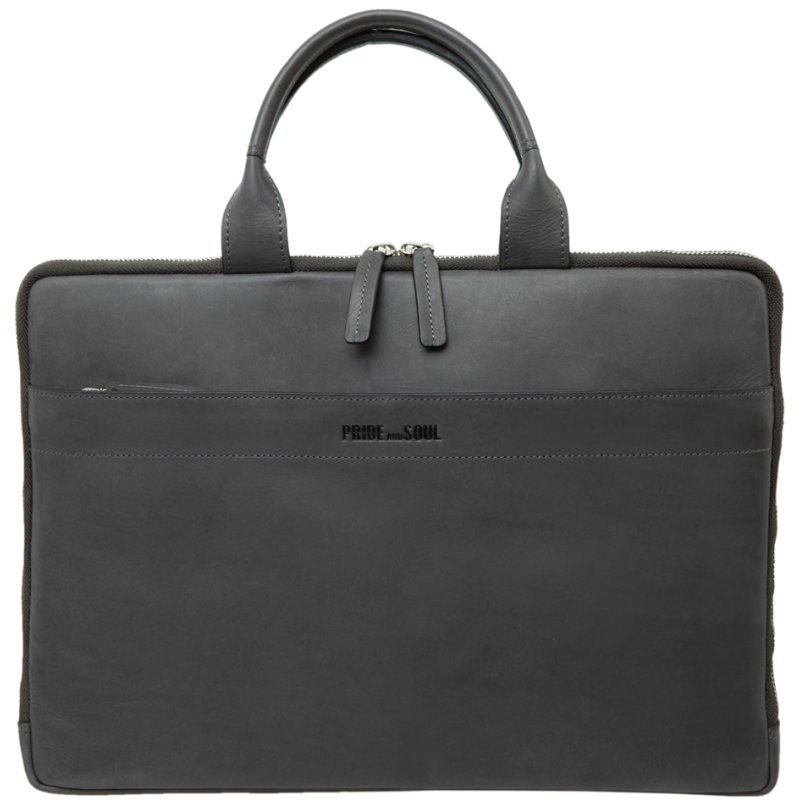 PRIDE&SOUL sacoche pour ordinateur portable RATE, cuir, gris, 15 pouces