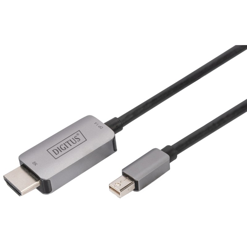 DIGITUS 8K Mini DisplayPort naar HDMI adapterkabel, 1,0 m, aluminium behuizing, zwart