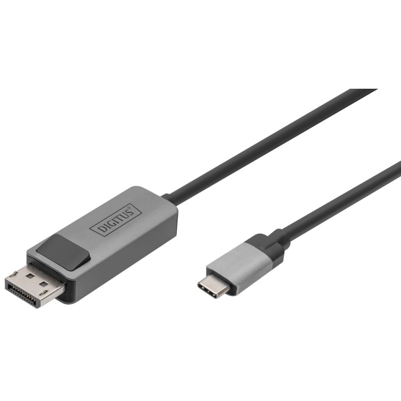 DIGITUS bidirectionele adapterkabel USB-C naar DisplayPort, zilver/zwart, 25,92 Gbit/s