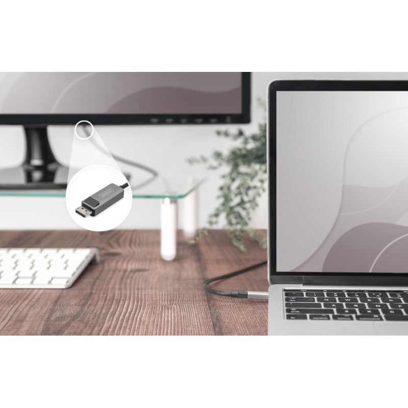 DIGITUS bidirectionele adapterkabel USB-C naar DisplayPort, zilver/zwart, 25,92 Gbit/s