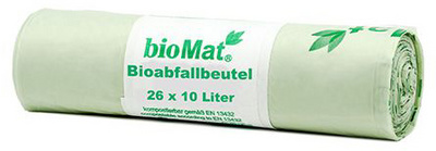 bioMAT biologisch afbreekbare afvalzakken, 10 liter, groen, 26 stuks