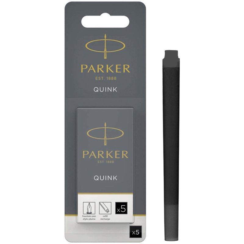 PARKER cartouches d'encre QUINK grand format, bleu-noir, permanent, 5 pièces