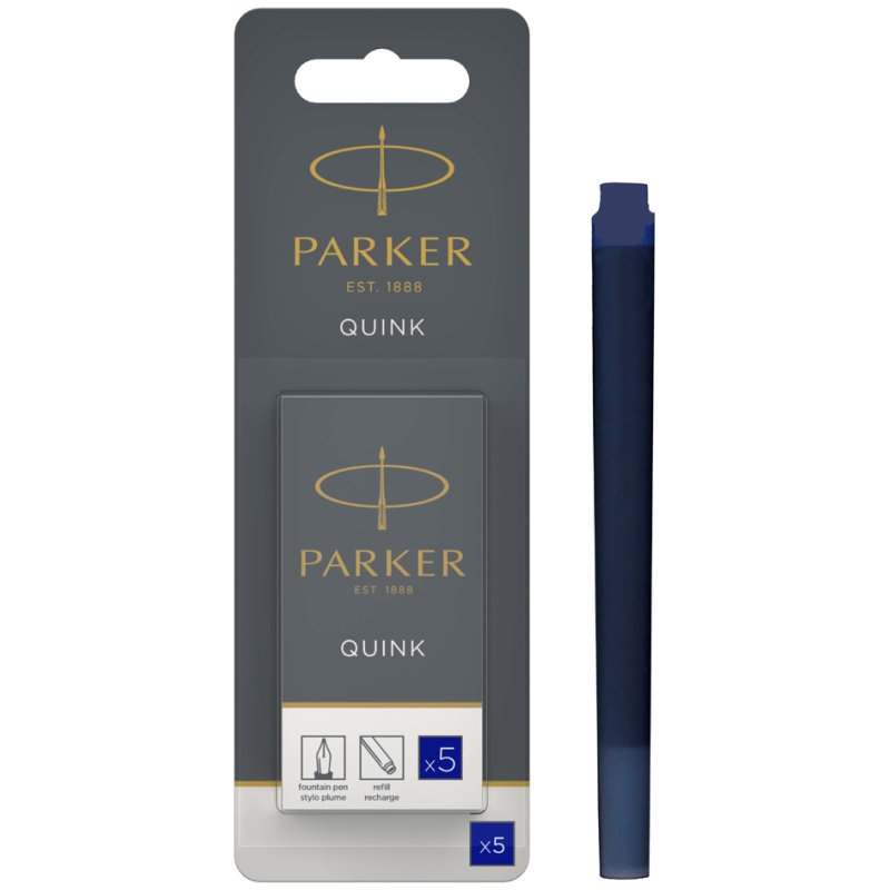 PARKER cartouches d'encre QUINK grand format, bleu-noir, permanent, 5 pièces