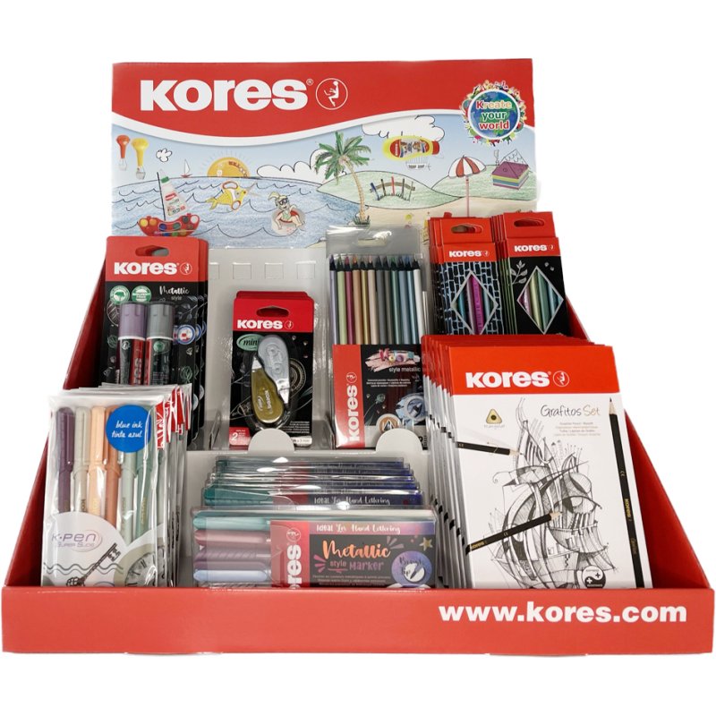 Kores présentoir de comptoir série Metallic, display en carton, rempli