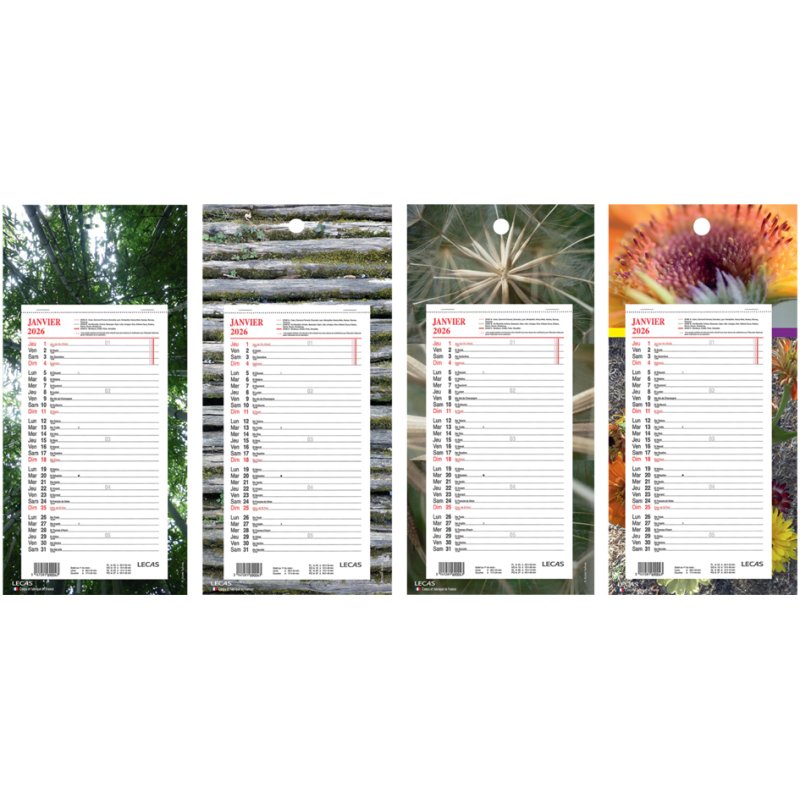 LECAS long wall calendar, 160 x 330 mm, nature decor, 2027