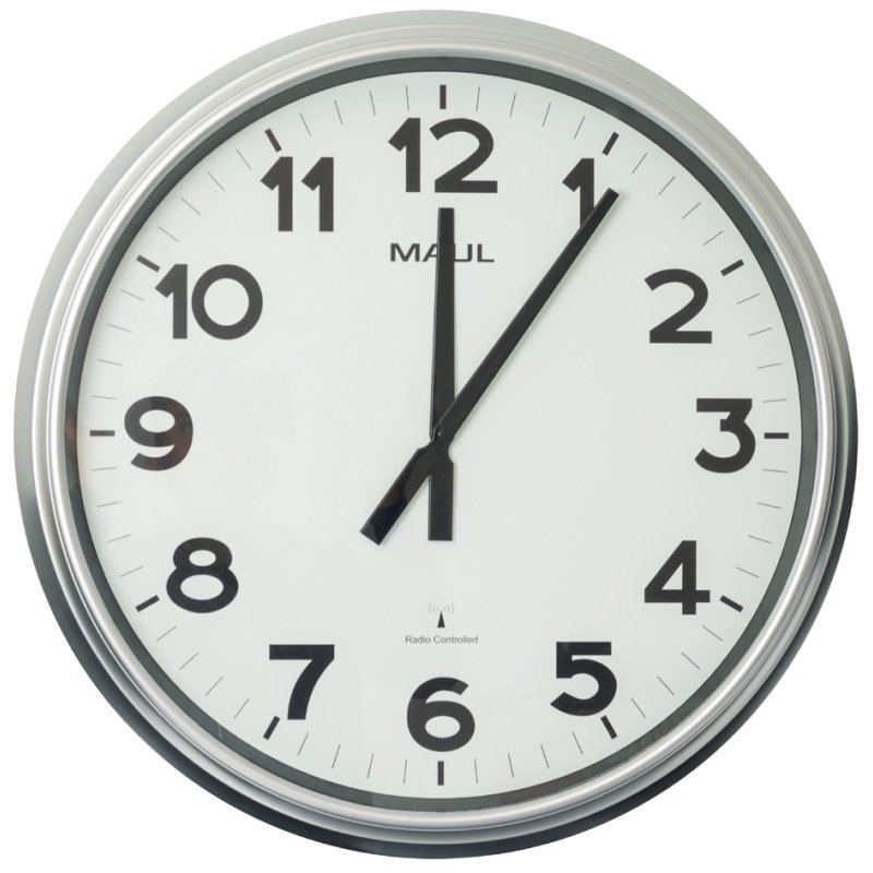 MAUL wall clock MAULrid, silver, plastic frame, mineral glass