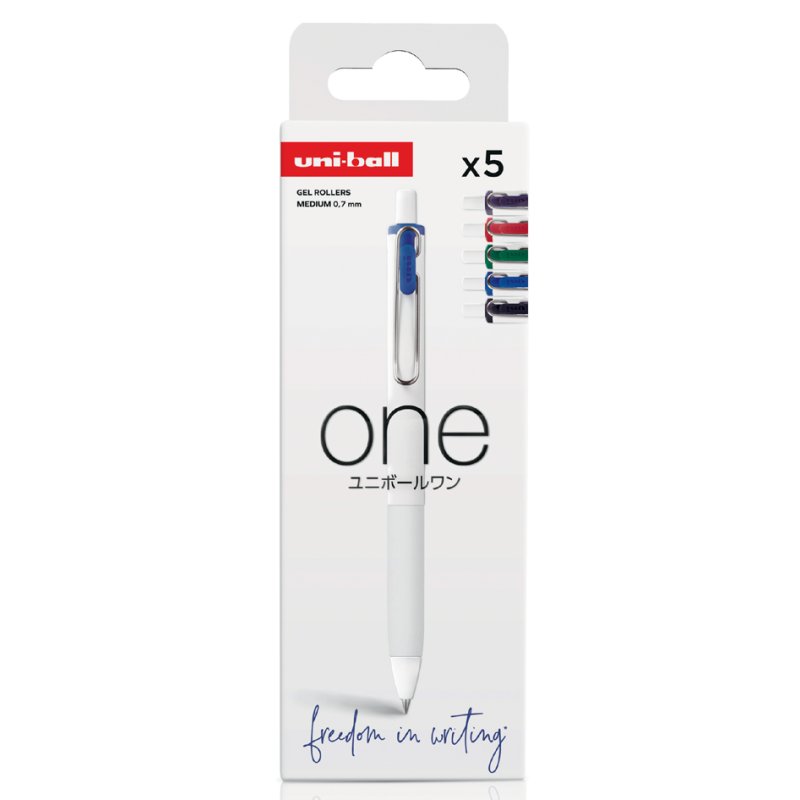 uni-ball gel-inktroller One UMNS/07, set van 5 Electric, 0,35 mm