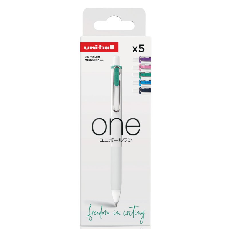 uni-ball gel-inktroller One UMNS/07, set van 5 Electric, 0,35 mm