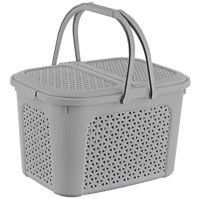 keeeper panier de pique-nique Inka, 28 litres, gris nordique, imitation rotin