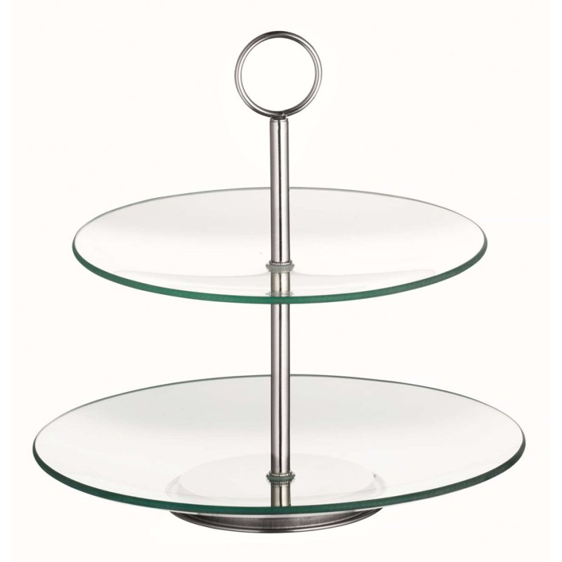 Esmeyer glass tiered stand COOKIE, 2 tiers, clear glass, height 240 mm