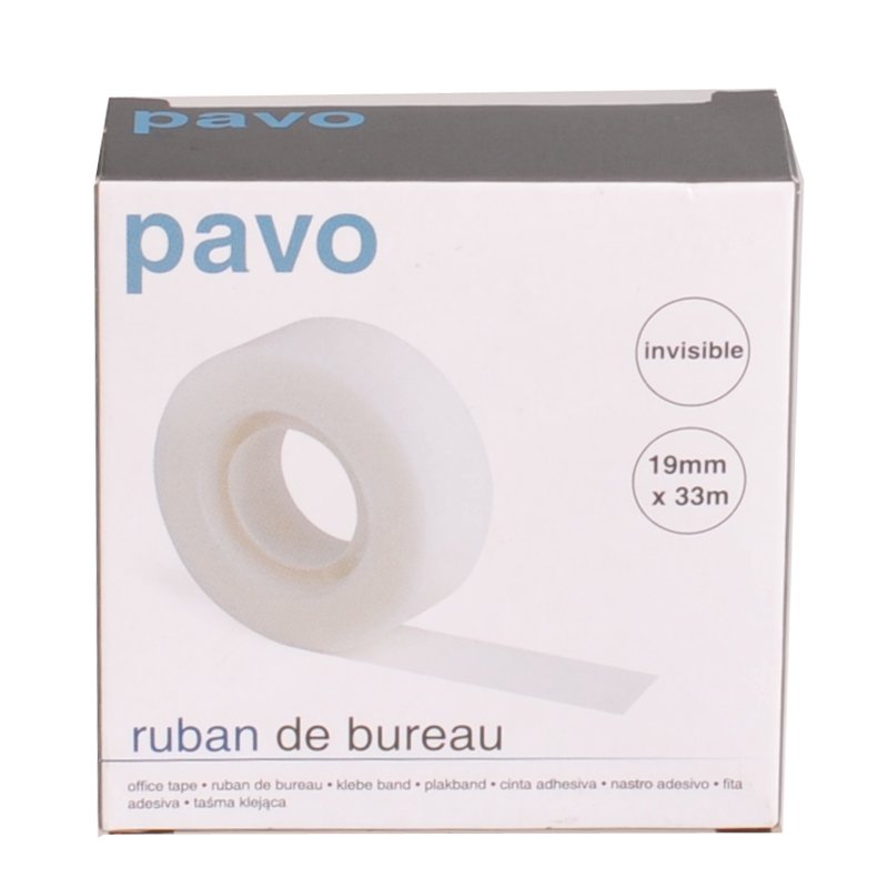 Pavo ruban adhésif invisible, 19 mm × 33 m, film polypropylène