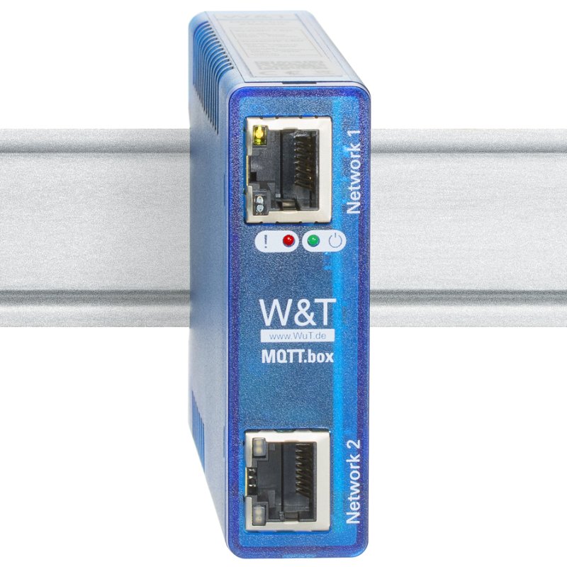 W&T MQTT Box, kunststof behuizing, blauw, hutschienenmontage