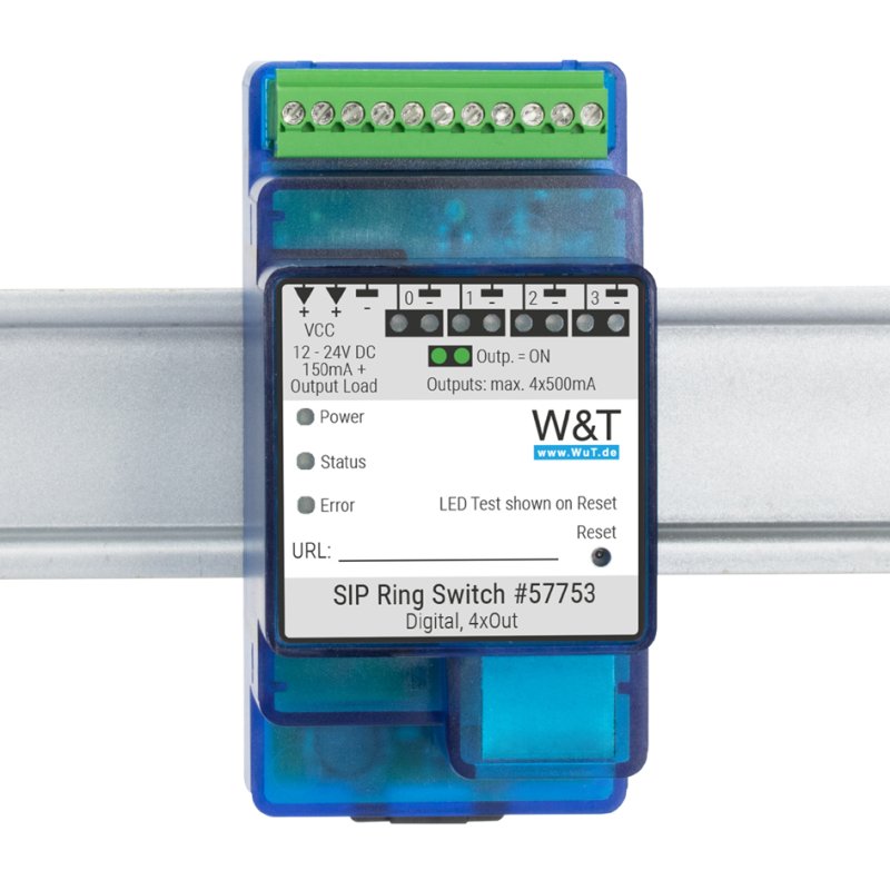 W&T Commutateur SIP Ring 4xOut, 10/100 BaseT, bleu