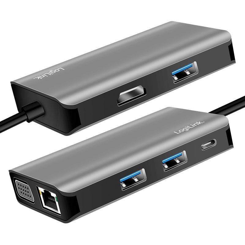 LogiLink Station d'accueil USB-C, 7 ports USB 3.2 Gen 1, anthracite