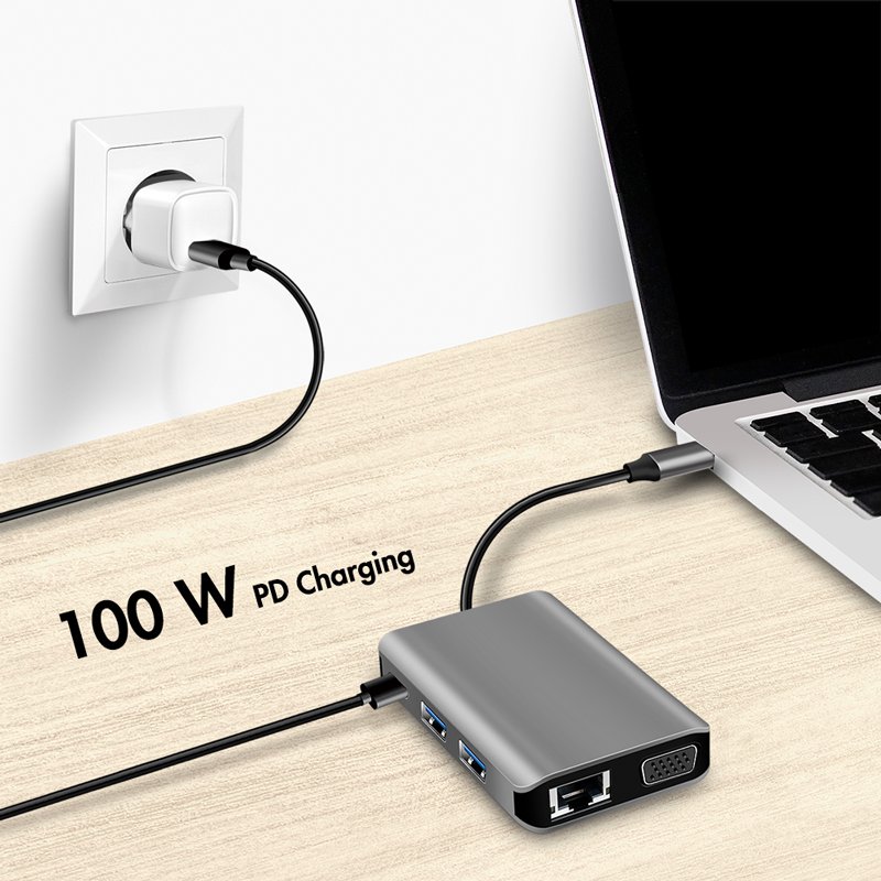 LogiLink Station d'accueil USB-C, 7 ports USB 3.2 Gen 1, anthracite
