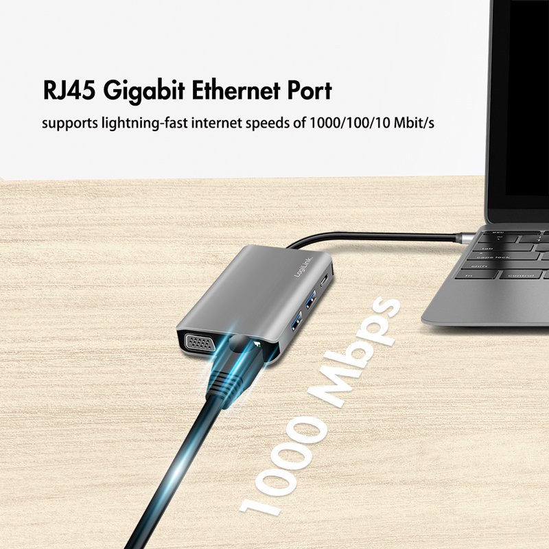 LogiLink Station d'accueil USB-C, 7 ports USB 3.2 Gen 1, anthracite