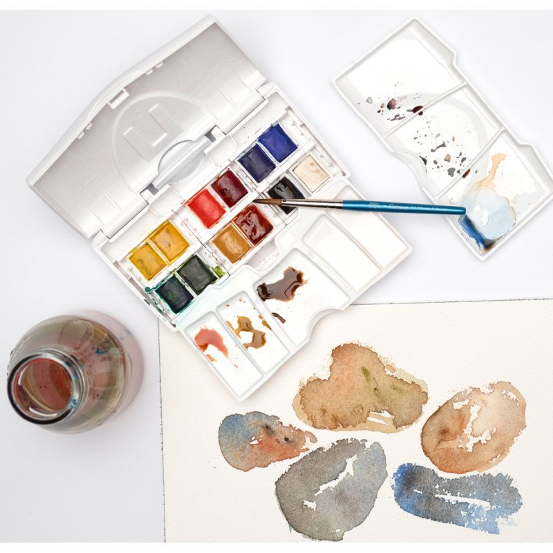 LEFRANC BOURGEOIS Cotman Pocket Plus aquarelle, 12 demi-godets, pinceau inclus