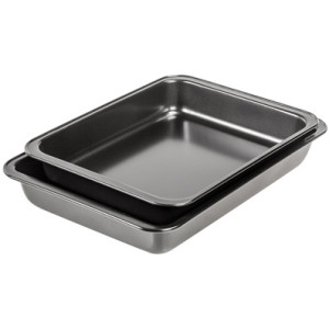 GastroMax braadschalen set, koolstofstaal, zwart, 2 stuks