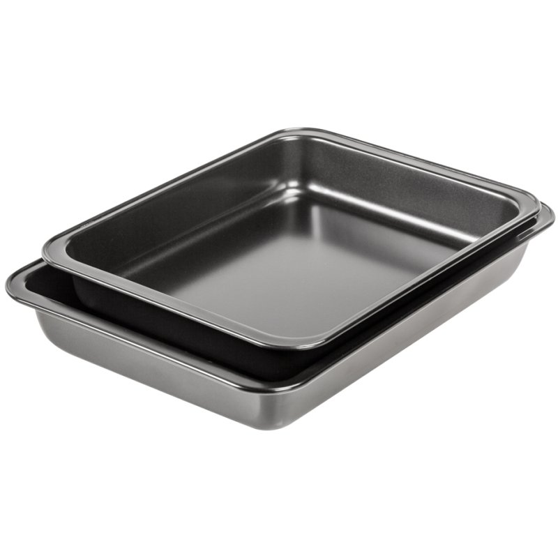 GastroMax braadschalen set, koolstofstaal, zwart, 2 stuks