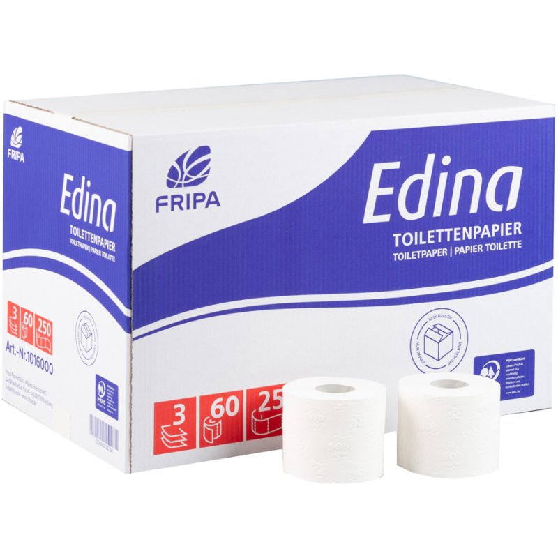 Fripa Edina toilet paper, hochwit, 60 rolls