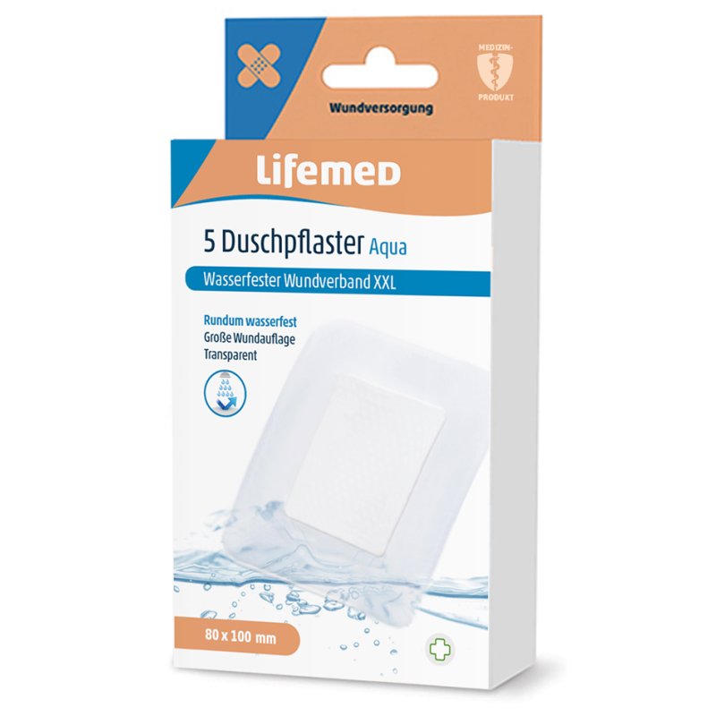 Lifemed pansements de douche Aqua XXL, transparent, 5 pièces