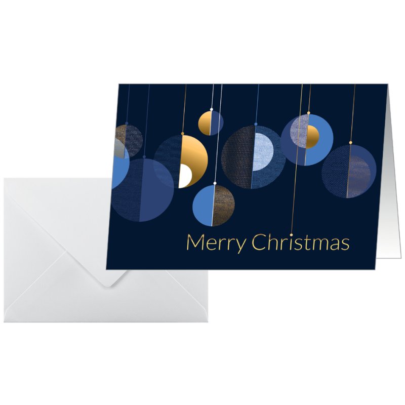 Sigel Carte de Noël Boules graphiques, format A6 horizontal, 25 pièces, carton blanc 250 g/m²