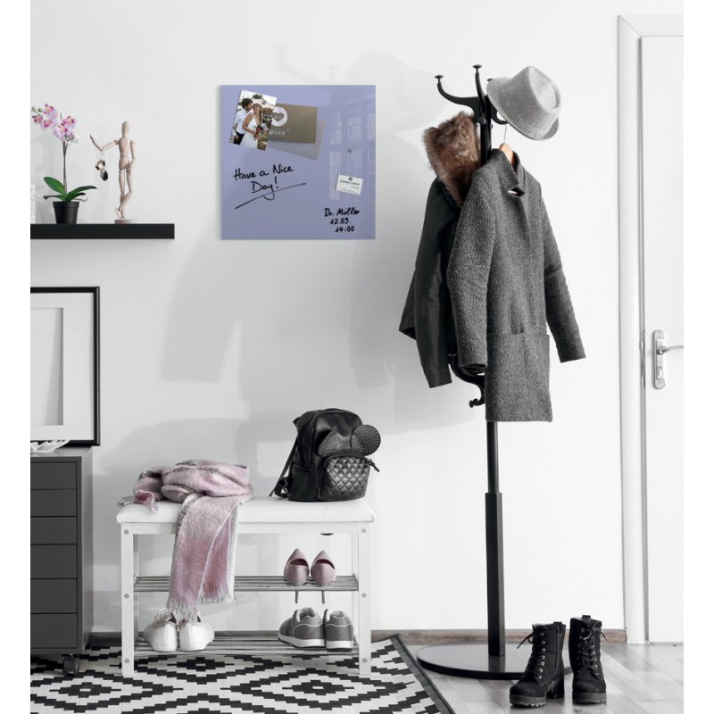 Sigel glazen magneetbord Artverum, lavendel, 48×48 cm