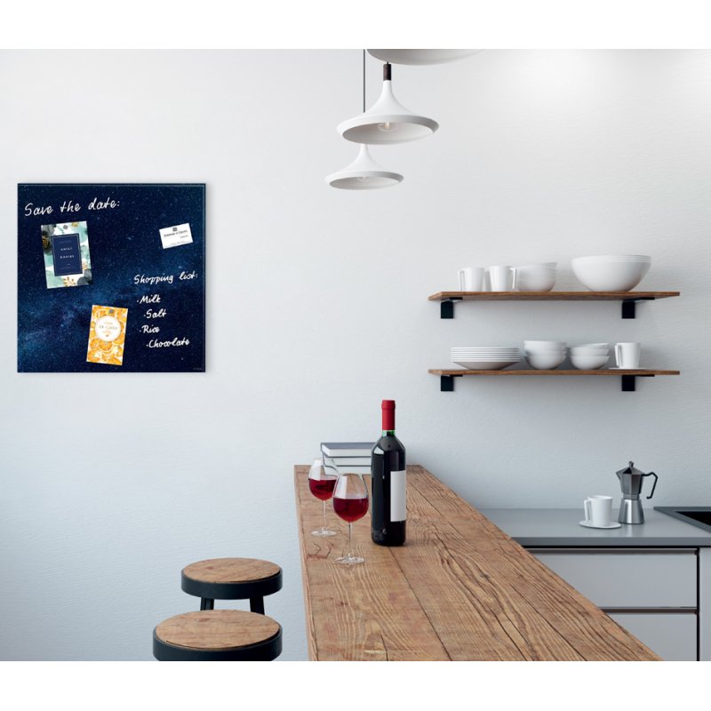 Sigel tableau magnétique en verre Artverum Galaxy design, bleu, 48×48 cm, brillant