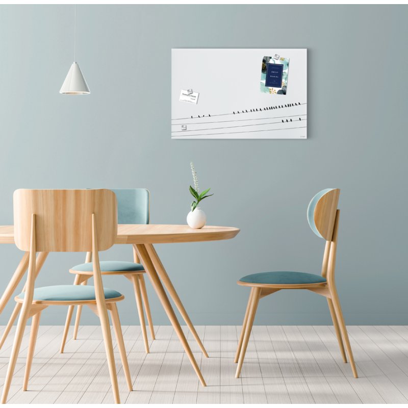 Sigel tableau blanc magnétique Artverum Design Little Birds, 60×40 cm, mat, sans cadre