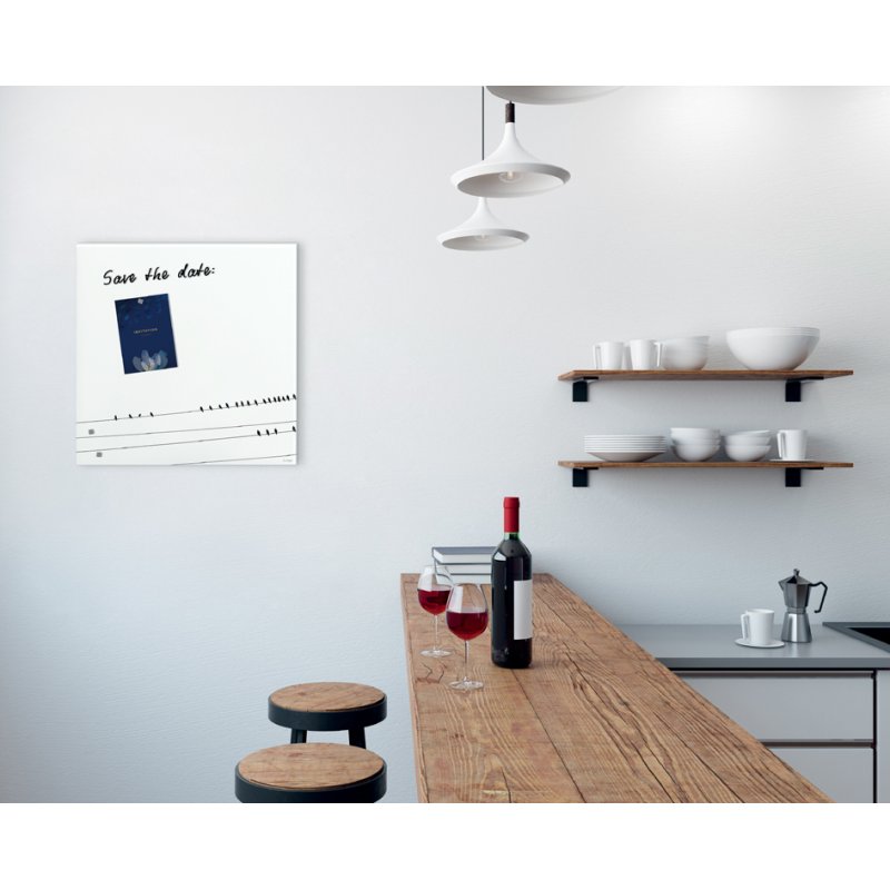 Sigel tableau magnétique en verre Artverum Design Little Birds, 480×480 mm, mat