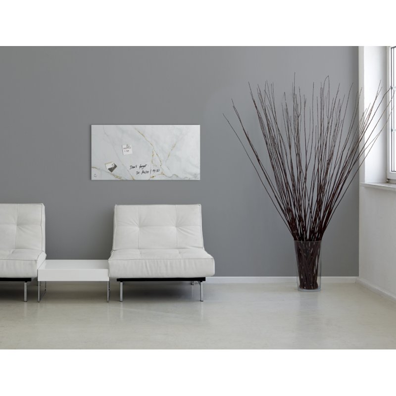 Sigel tableau magnétique en verre Artverum, design marbre-or, 91×46 cm