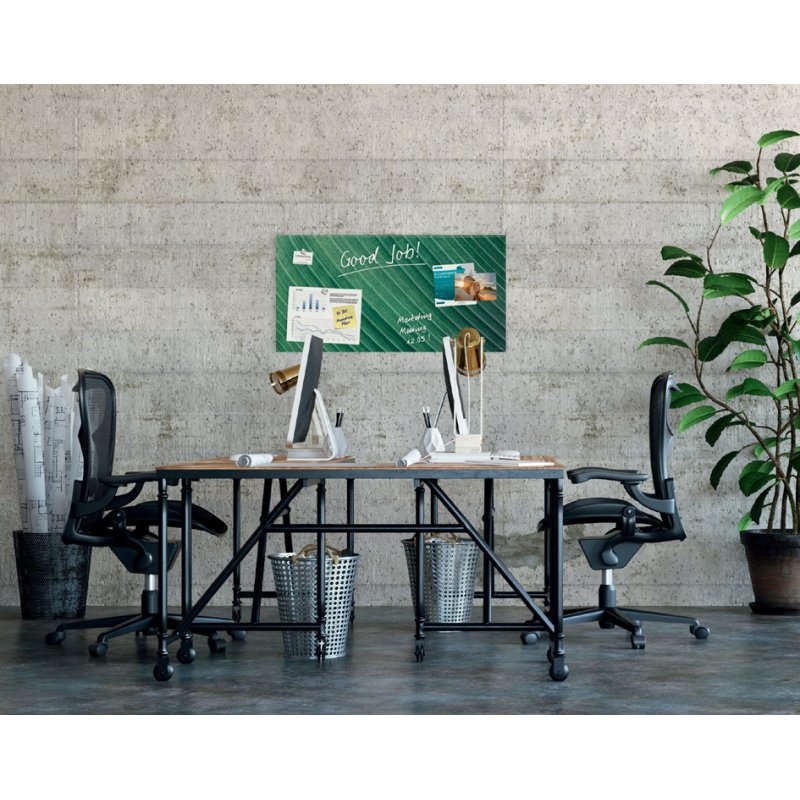 Sigel glazen magneetbord Artverum palmblad design, groen, 910×460 mm, mat