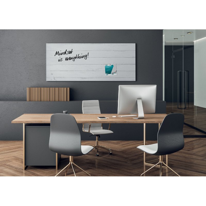 Sigel glas-magnetbord Artverum Design White Wood, mat, wit, 130×55 cm, ramloos