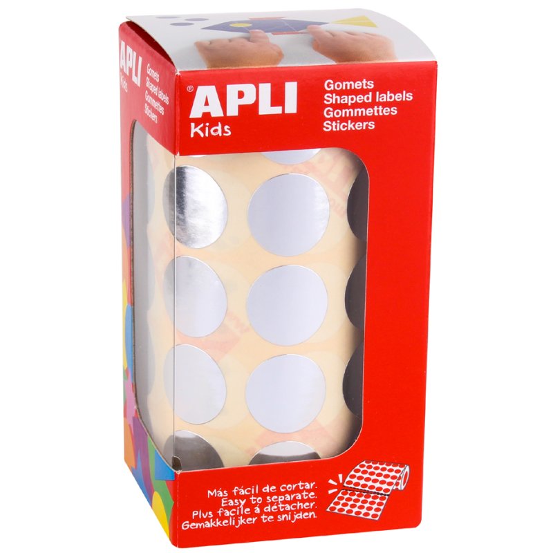APLI kids stickers rond, metallic blauw, 20 mm, 1770 stuks