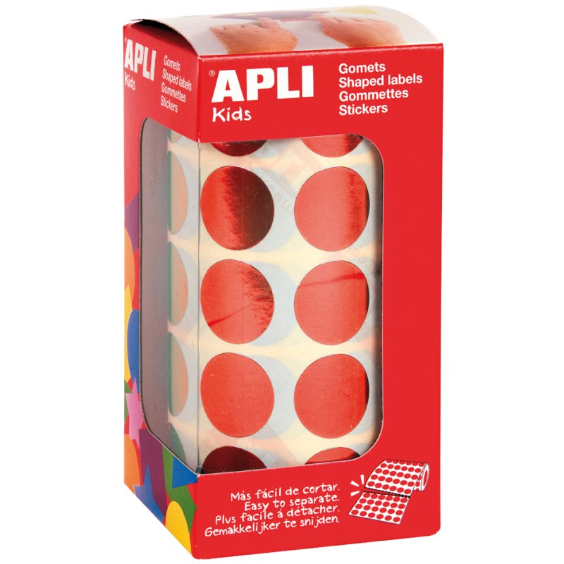 APLI kids stickers rond, metallic blauw, 20 mm, 1770 stuks