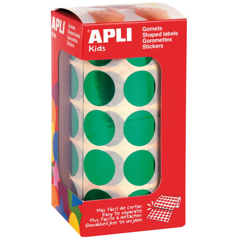 APLI kids stickers rond, metallic blauw, 20 mm, 1770 stuks