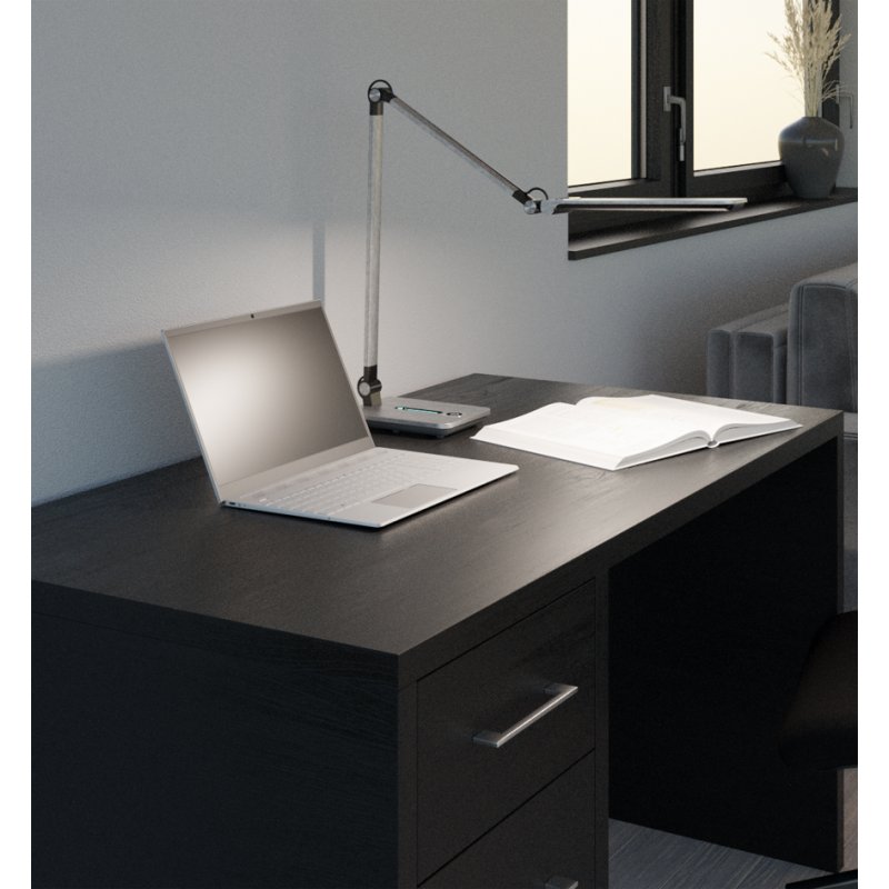 Hansa Lampe de bureau LED Wave, pied de support, gris métallique, 8,5W