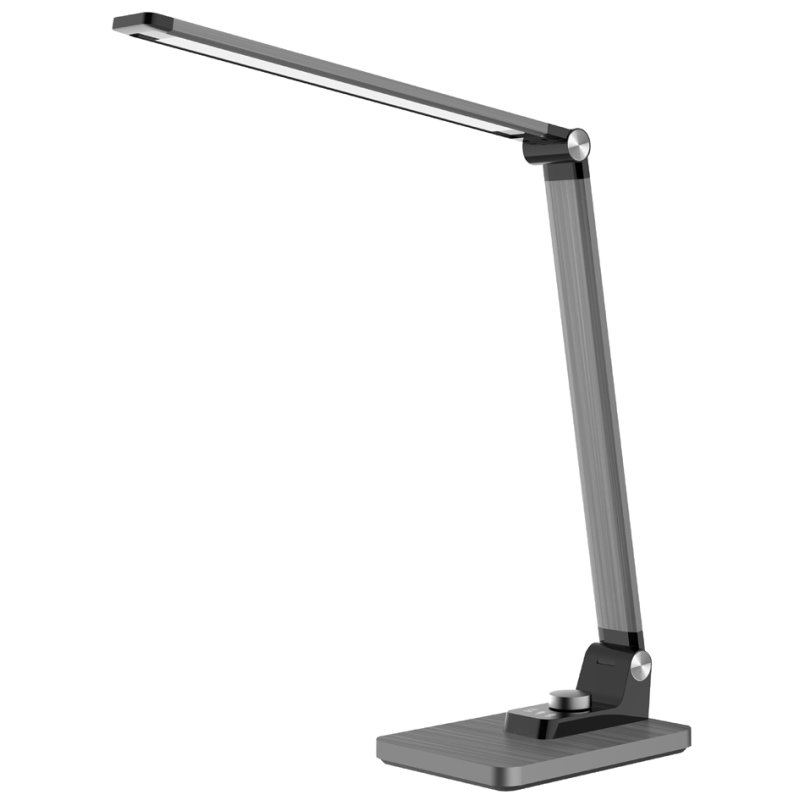 Hansa LED-bureaulamp Breeze, standvoet, zilver geborsteld, 9 W