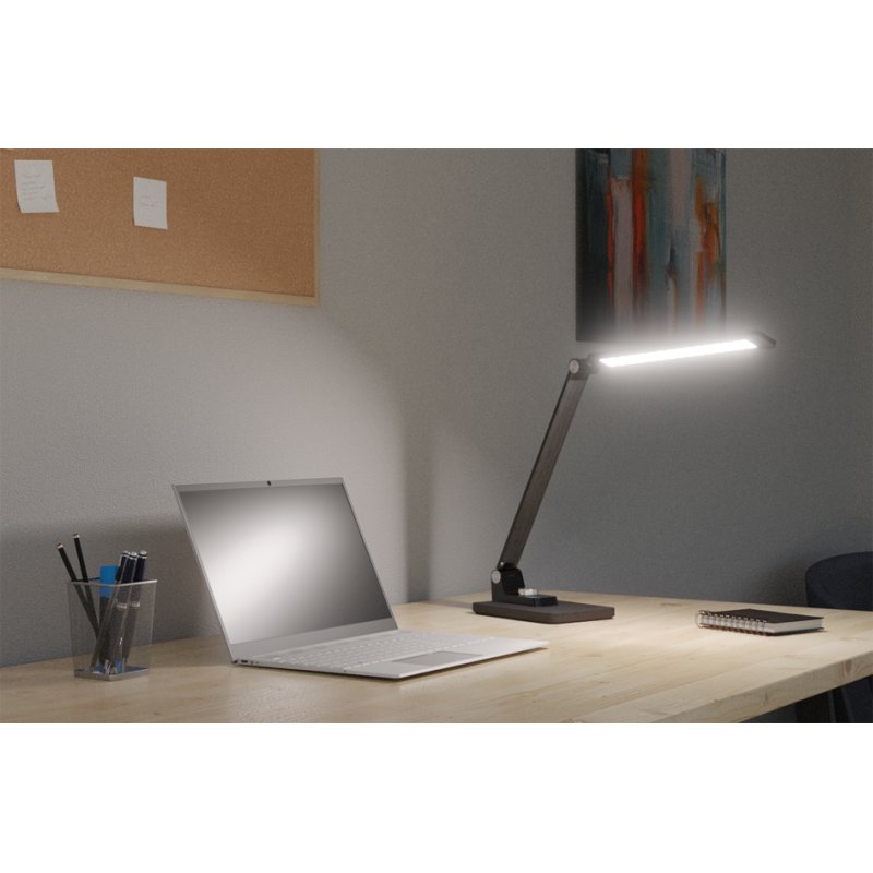 Hansa Lampe de bureau LED Breeze, pied de support, argent brossé, 9 W