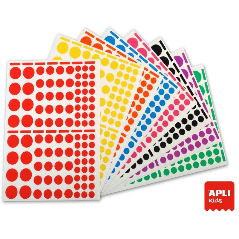 APLI kids kinderstickers rond, gekleurd gesorteerd, 1.872 stuks