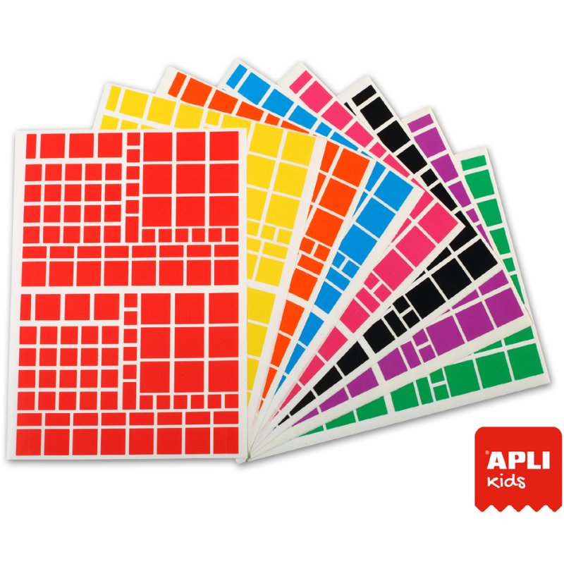APLI kids stickers vierkant, gekleurde kleuren, 2.268 stuks