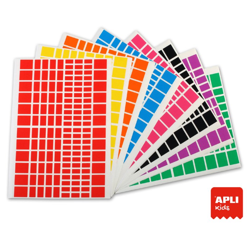 APLI kids kinderstickers rechthoeken, kleurrijk gesorteerd, 2.592 stuks