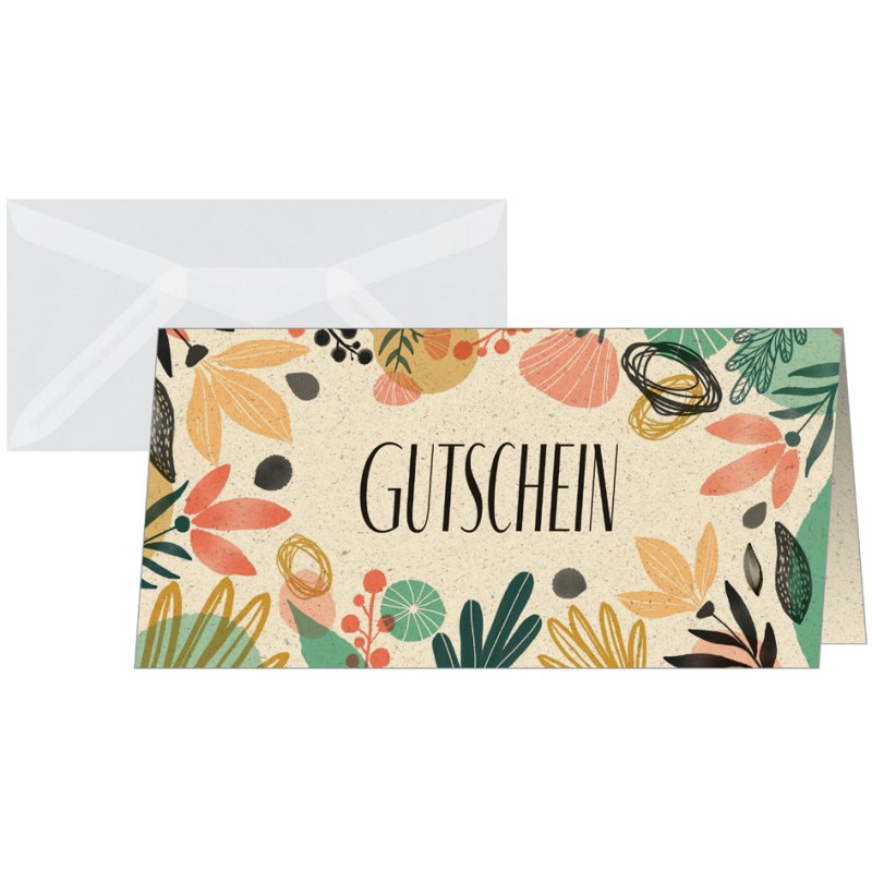 sigel gift voucher cards Colourful plants, 210×105 mm, 240 g/m², 10 pieces