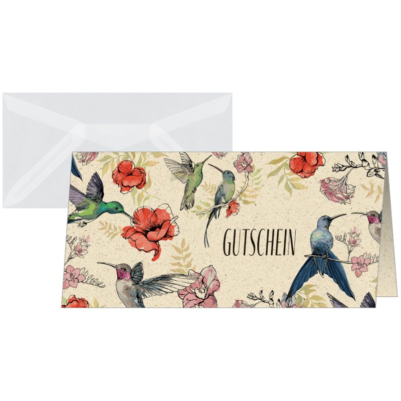 sigel gift card Hummingbirds and flowers, 210×105 mm, 10 cards + 10 envelopes