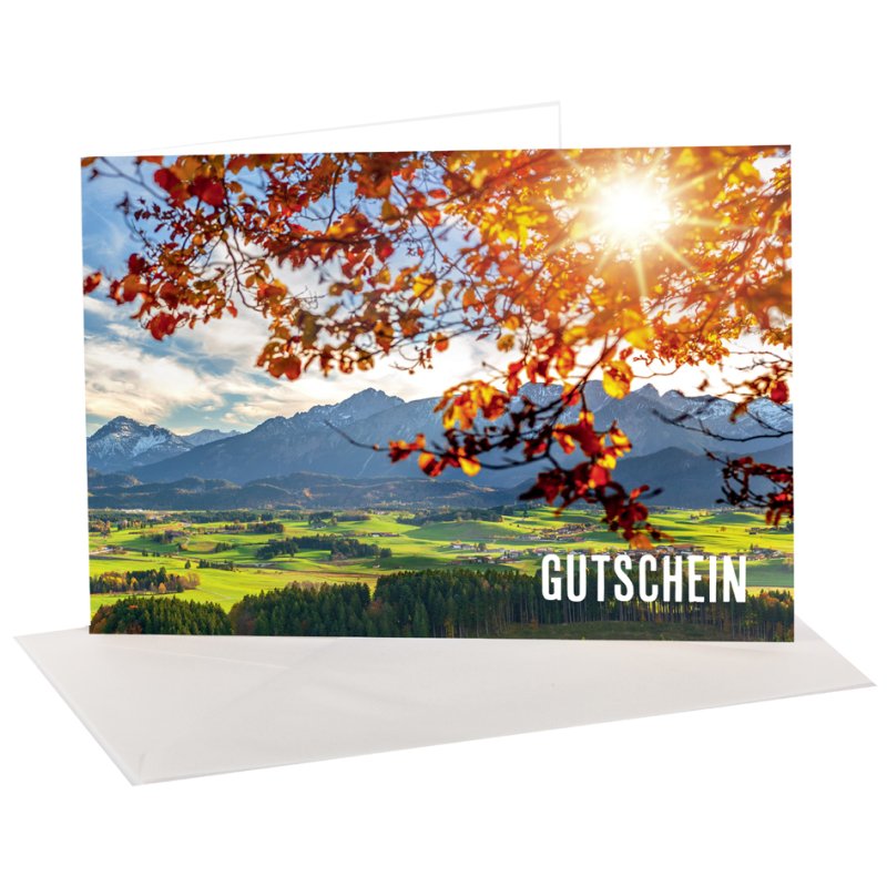 sigel voucher card set Mountain landscapes by season, 148×105 mm, 12 cards + 12 envelopes